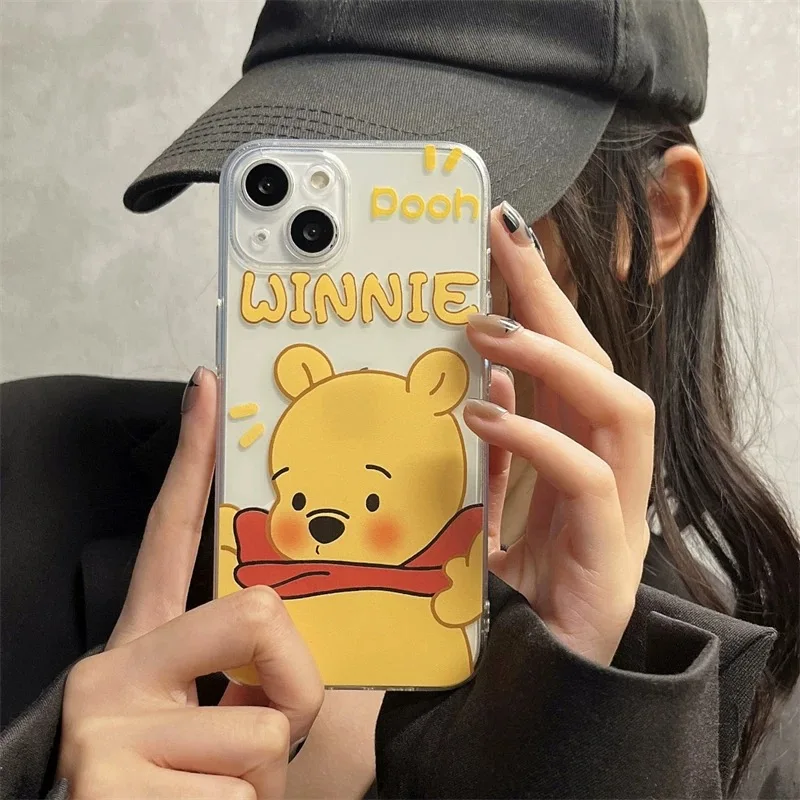 Чехол для телефона Cute Disneies Winnie IPhone 16 15 14 13 12 11 Mini Pro Max X XR XSMax 7 8 Plus SE20 прозрачный