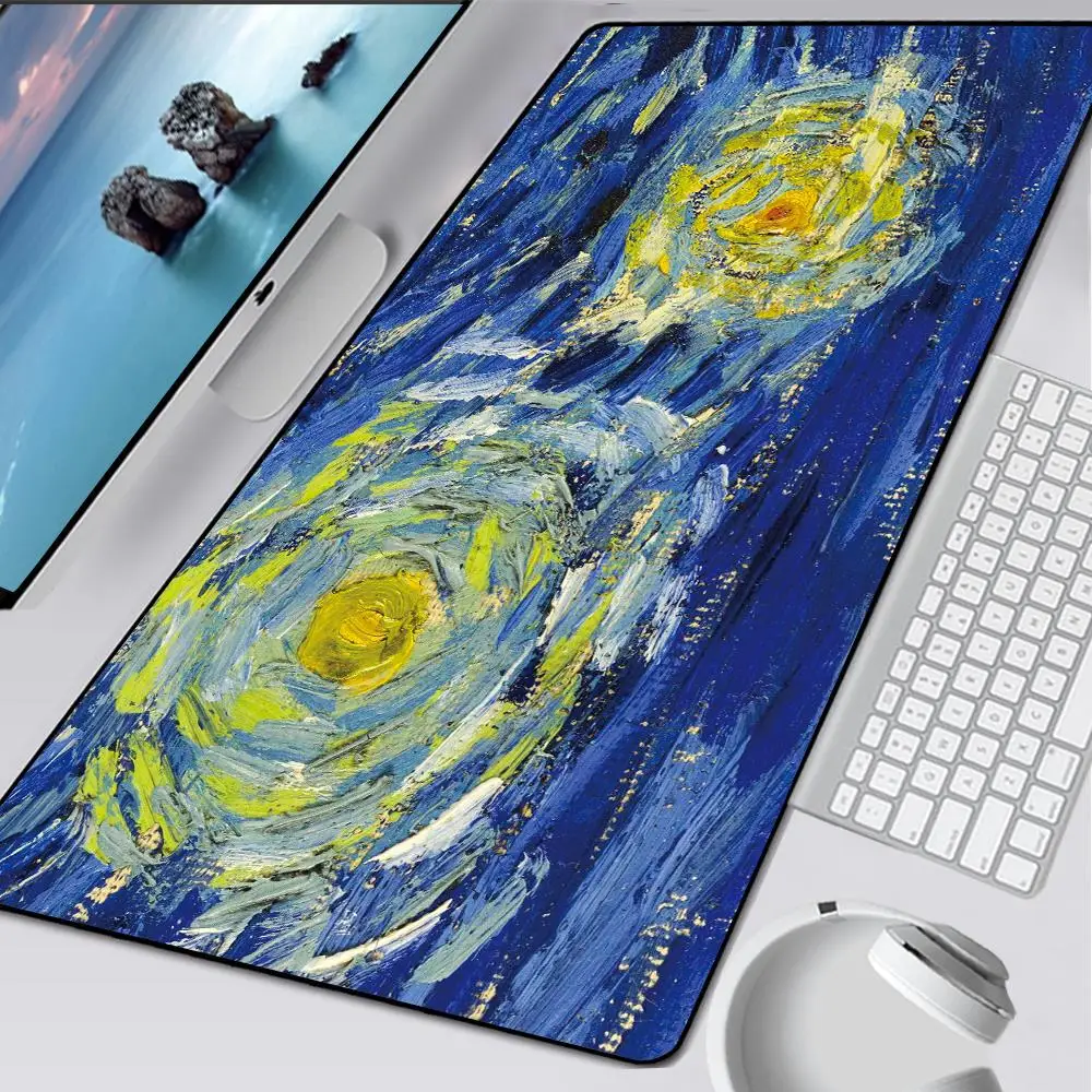 

New Design Van Gogh Large Lockedge Mouse Pad Waterproof PC Computer Mat XXL Rubber Lock Edge Gamer Keyboard Big Mousepad Mats