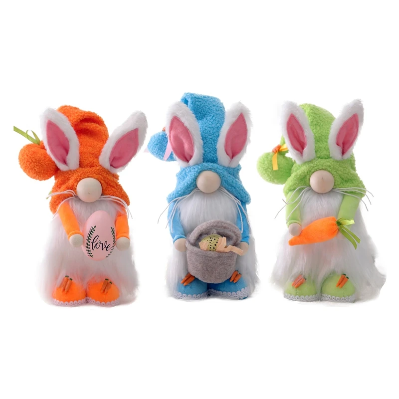

3 PCS Easter Bunny Gnome Plush Easter Bunny Doll Easter Rabbit Ornaments Faceless Spring Gnomes Plush Rabbit Toys