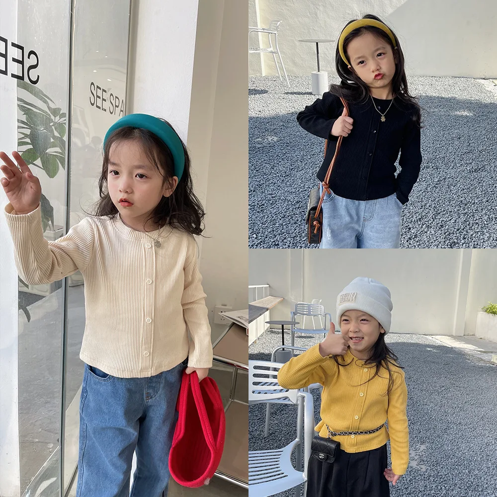 

Детская одежда, Новинка Весна 2022, рубашки для девочек, детские однотонные рубашки, пуловеры, топы