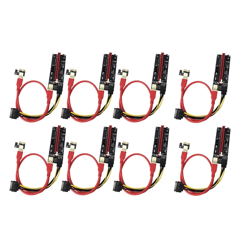 

8 Pack PCIe Dual Chip 16X to 1X Powered Riser Adapter Card, 6 PIN & 3 Connector USB 3.0 Cable & 6 Pin Power Cable