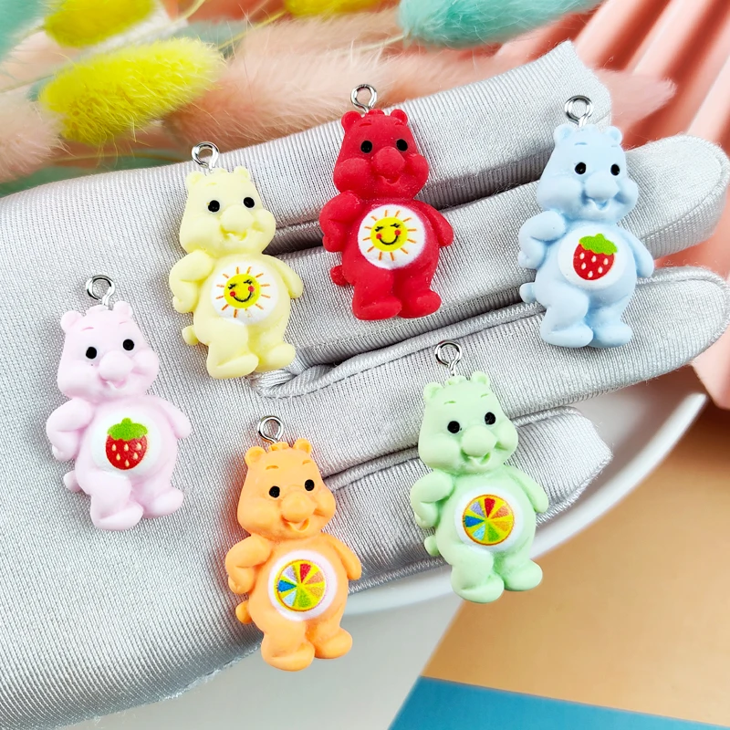 

10pcs Little Bear Cartoon Resin Charms for DIY Jewelry Making Bear Pendant