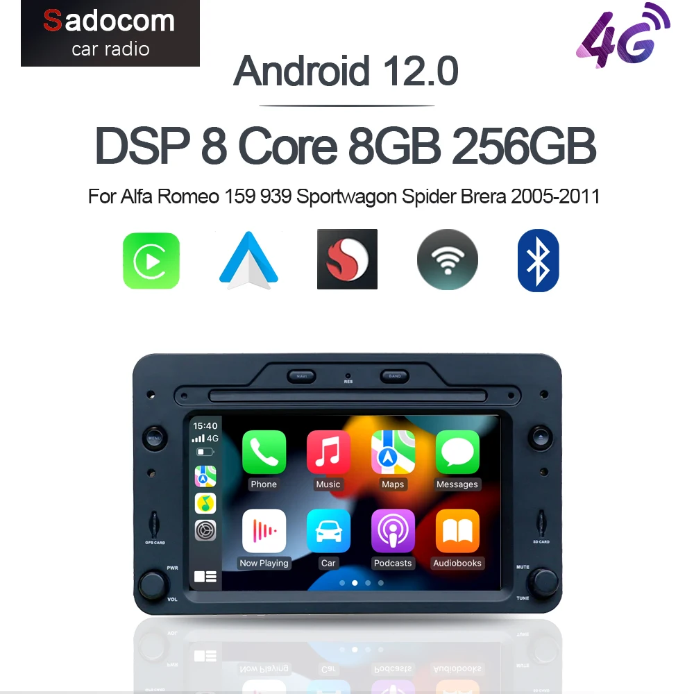 Carplay Android 12 0 8G + 128G 8Core GPS Автомобильный Радио плеер Wifi мультимедиа для Alfa Romeo 159 939