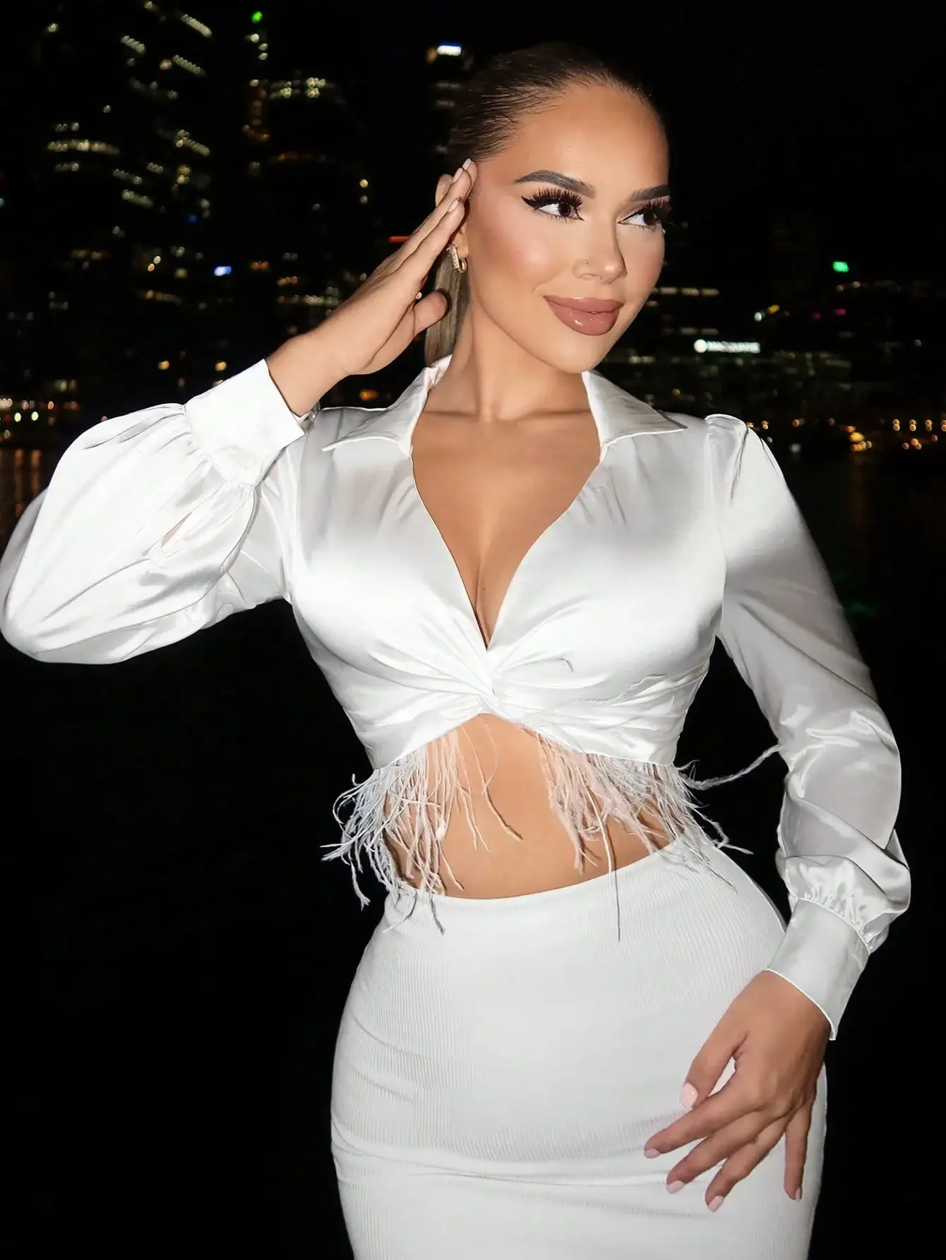 Женская футбольная рубашка с длинным рукавом однотонный эластичный короткий