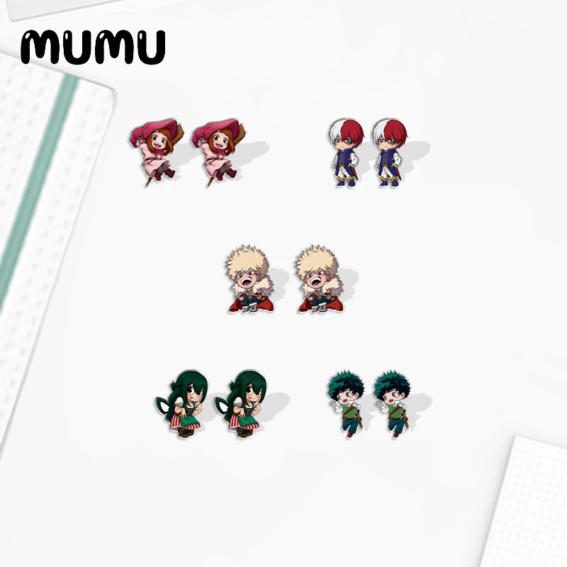 

2023 новые акриловые серьги-гвоздики Boku no Hero Академия Todoroki Bakugo Tsuyu серьги из смолы эпоксидные украшения подарки другу
