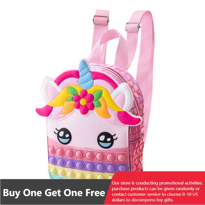 

Children Backpacks Kids Fidget Toys Anti Stress Kawaii Shining Bags Children Stress Relif Squishy Push Bubble Squeeze Toy
