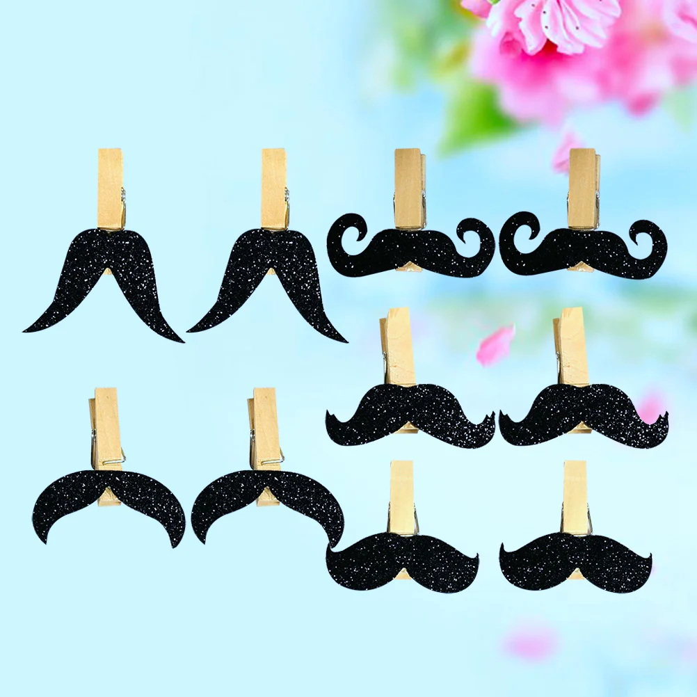 

10 Mustache Goatee Craft Photo Paper Pegs Pin Clips Banner Decorations for Party