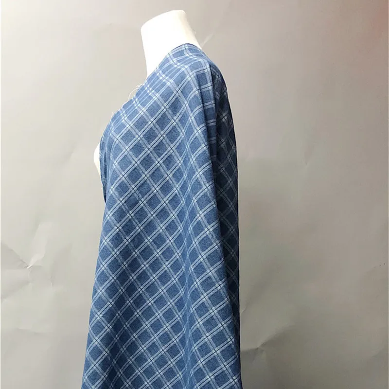 Простой трендовый бренд клетчатая жаккардовая джинсовая ткань из чистого хлопка