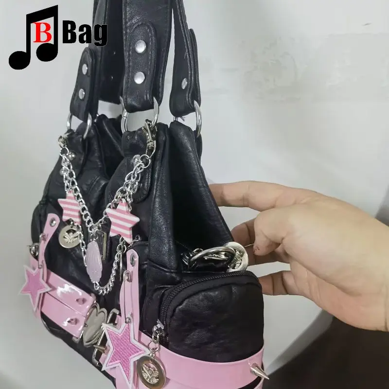 Женская сумка в стиле ретро Y2K розовая вместительная дизайнерская сумка-тоут со