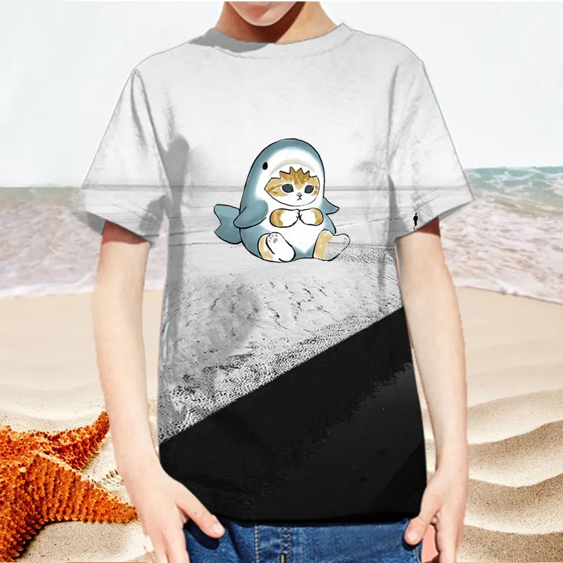 

2022 New Kawaii Cat Funny Cartoon Graphic T-Shirt Girl Harajuku Cute Boy Anime T-Shirt Fashion Top 4-14T