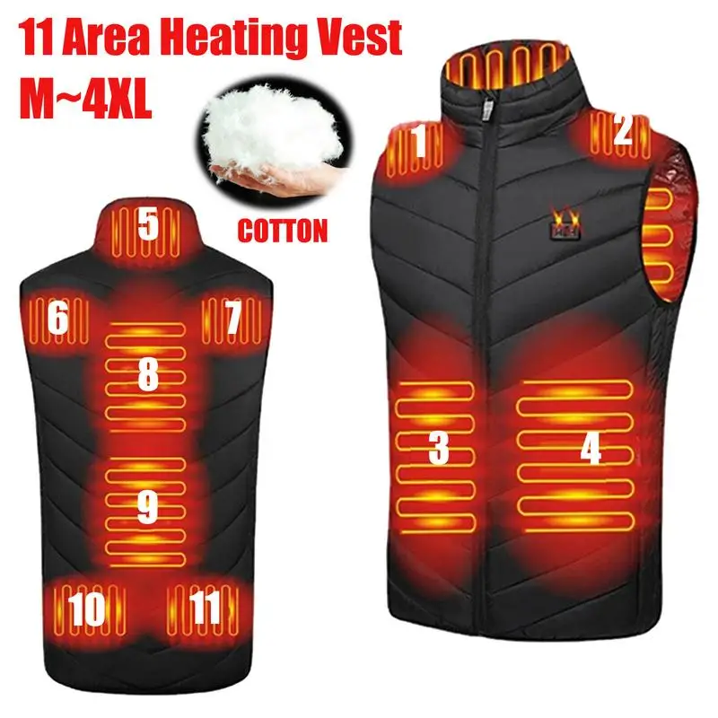 

11 Area Usb vest Waterproof Men/Women Casual Smart Control Self heating vest Cotton Coat Winter Warm electric heating jacket
