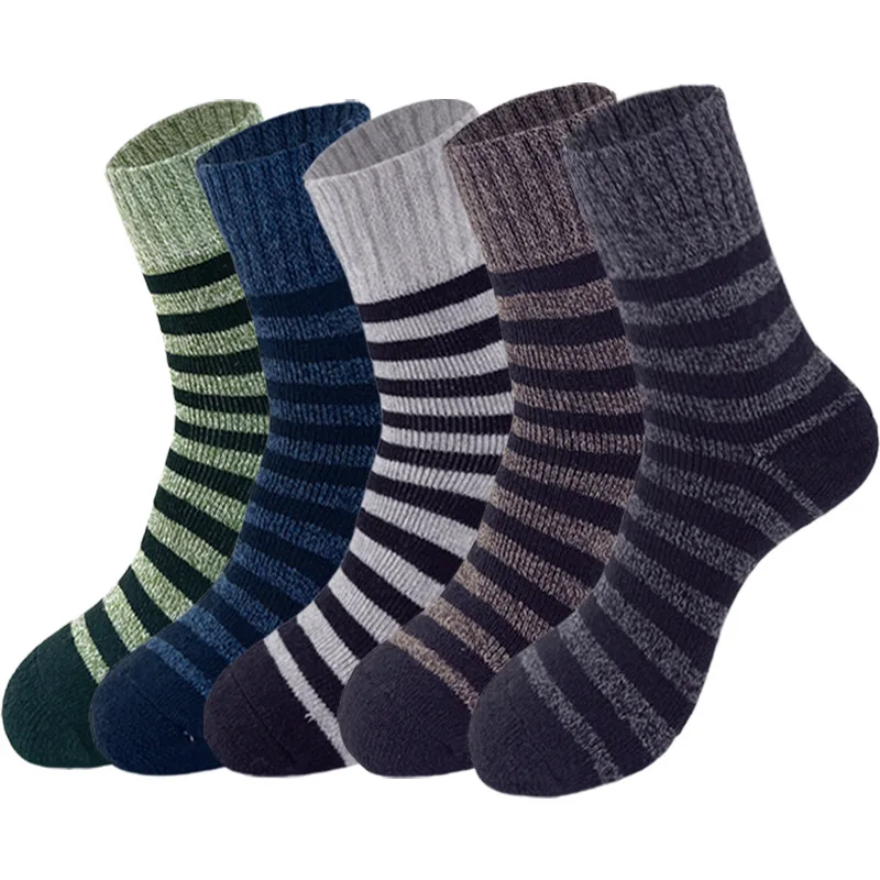 5 пар осенне-зимних женских и мужских утепленных флисовых носков сохраняющих