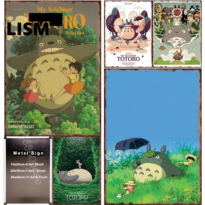 

Totoro Anime Cartoon Metal Print Plates Miyazaki Hayao Movie Tin Sign Posters Wall Art Iron Paintings Vintage Home Decor Plaques