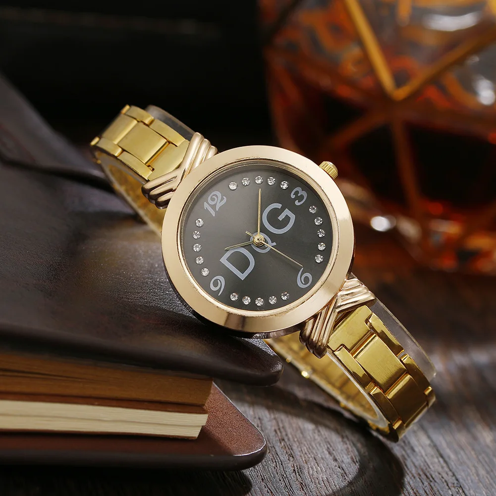 Reloj Mujer Fashion Luxury Brand DQG Wome Watches Ladies Rhinestone Gold Stainless Steel Dress Quartz Watches Kobiet Zegarka