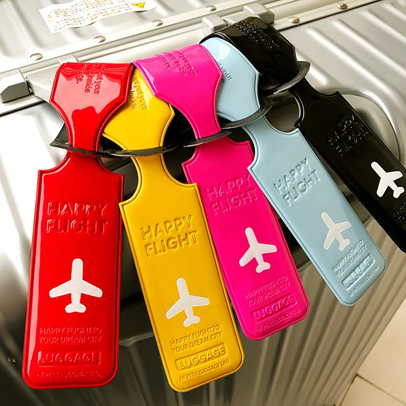 

PU Leather Luggage Tag Baggage Silica Gel Suitcase ID Address Holder Boarding Tags Portable Label Travel Accessories 25x38cm