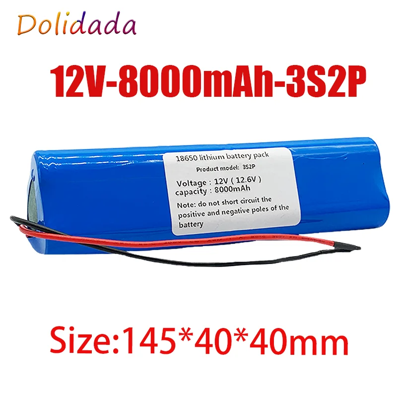 

12V Battery 8000mAh 3S2P 12.6V/11.1V 18650 Lithium-ion Battery Pack with 5A BMS for Backup Power Ups CCTV Camerar