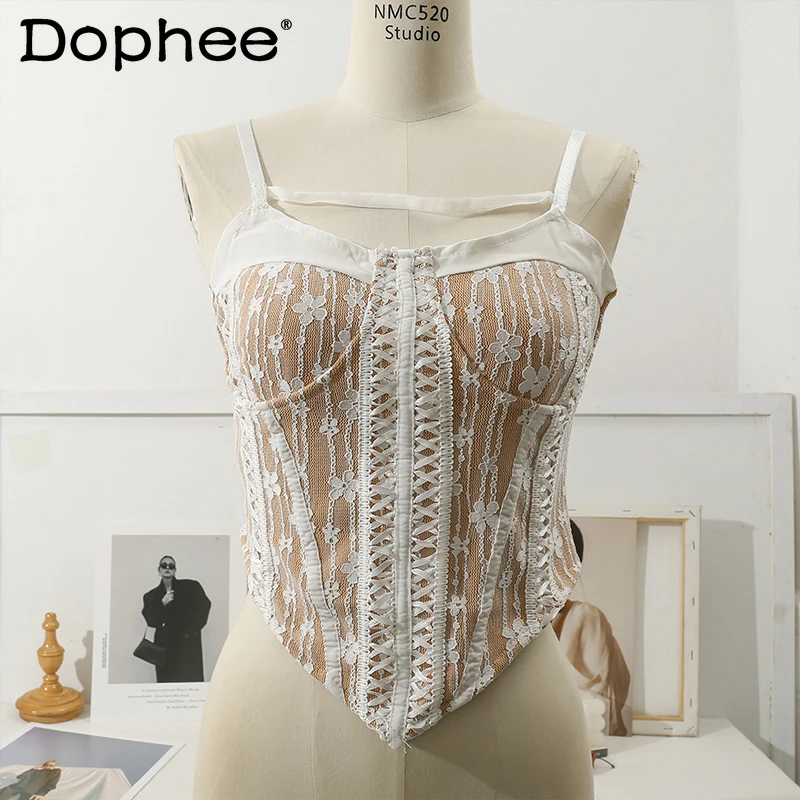 

Embroidered Vertical Stripes Crop Vest Women 2022 New Clothes Slim Fit Backless Swimming Wear Base Spaghetti-Strap Camisole Top