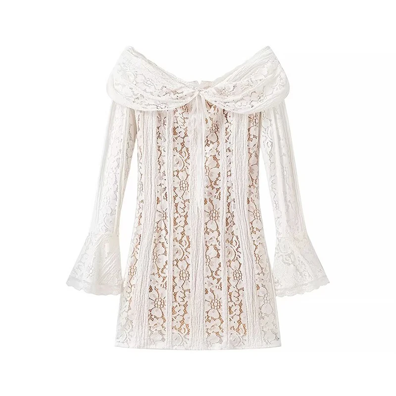 YENKYE сексуальное кружевное платье с открытыми плечами для женщин облегающее