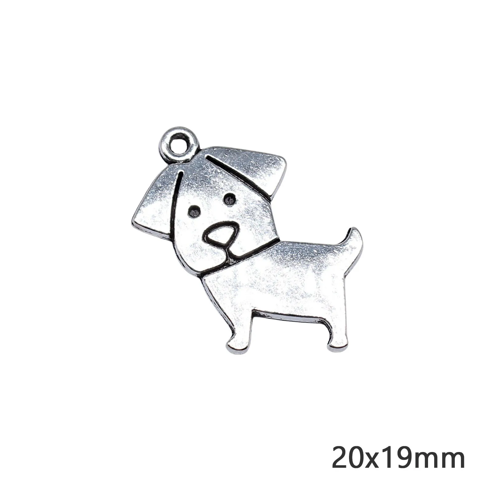 10Pcs 20x19mm Antique Silver Color Puppy Dog Charms Pendant Designer Charms Fit Jewelry Making DIY Jewelry Accessories