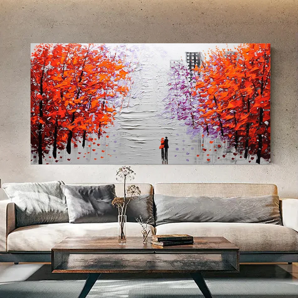 

CHENISTORY Modern Paint By Numbers For Adults Red Maple Tree Home Decors Coloring On Numbers With Large Size Canvas Painting