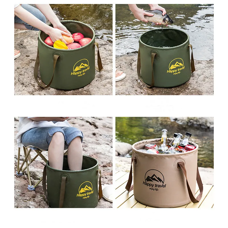 10L 20L portable bucket outdoor travel water storage bag waterproof water bag fishing portable foldable bucket car supplies enlarge
