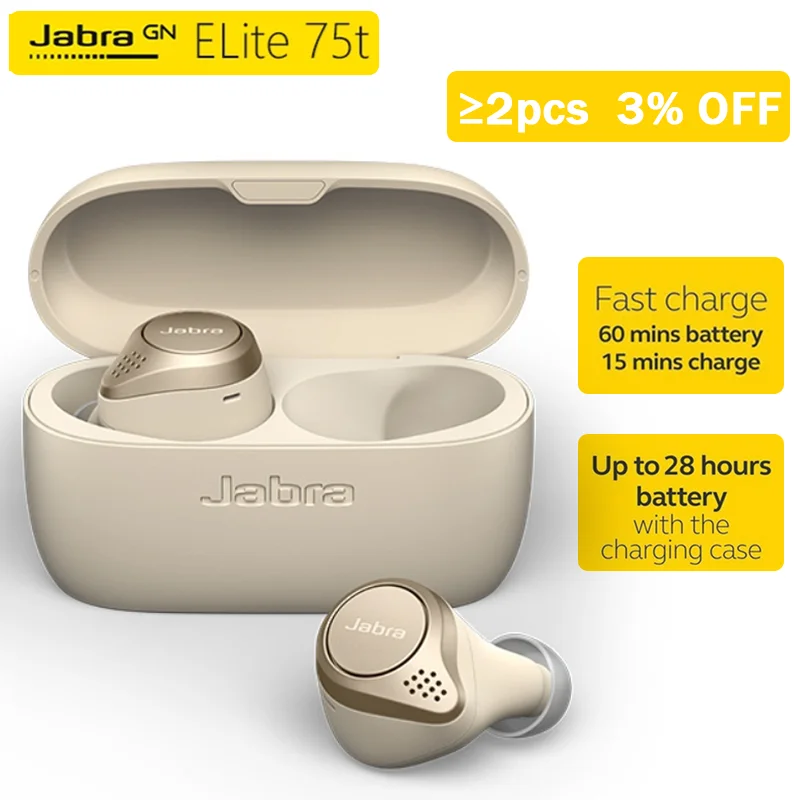 

Original Jabra Elite 75T True Wireless Bluetooth Earphones Supports Active Noise Reduction High Fidelity Waterproof Headphones