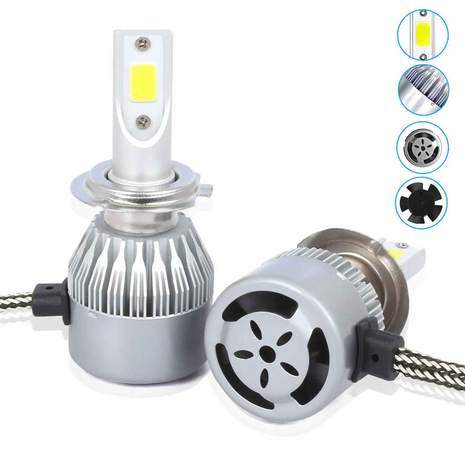 2 шт. Автомобильные светодиодные лампы H7 6000 К лм