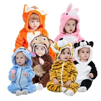 baby kigurumi cute cartoon flannel baby rompers winter pajamas cotton baby boy girls animal costume baby jumpsuit