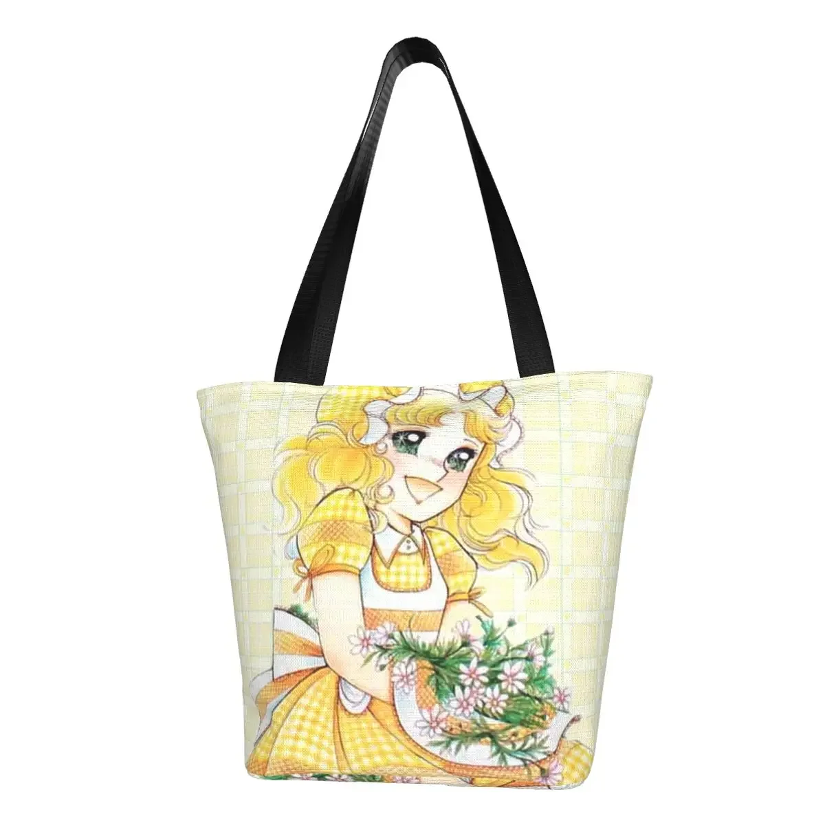 

Cute Girl Candy Candy Grocery Tote Shopping Bags Women Kawaii 70s Anime Canvas Shopper Shoulder Bags Large Capacity Handbags