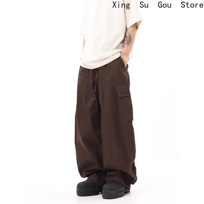 Мужские эластичные комбинезоны цвета хаки в стиле ретро широкие швабры хип-хоп