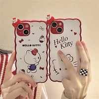 bandai hello kitty 3d cute cat biscuit vertical stripes phone cases for iphone 13 12 11 pro max 13promax x xr back cover shells