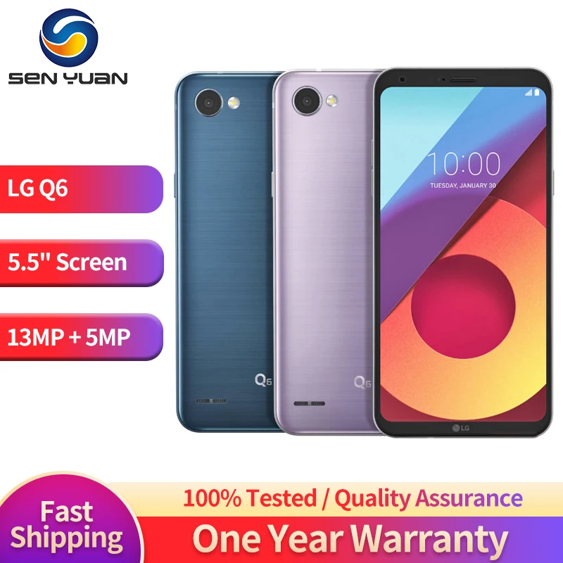 

Original LG Q6 4G Mobile Phone 5.5'' Display 13MP+5MP 3GB RAM 32GB ROM Snapdragon 435 LTE CellPhone Octa-Core Android SmartPhone