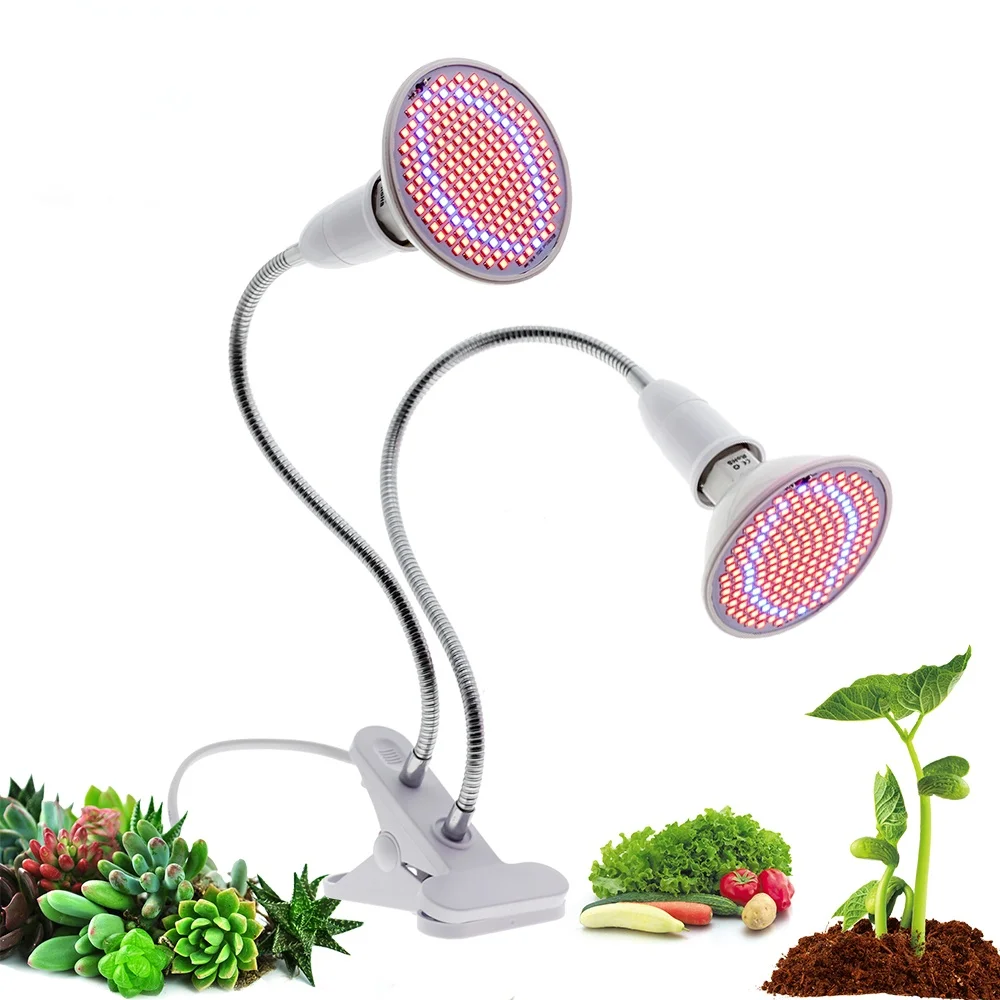 220V Phytolamp E27 Full Spectrum LED Grow Light Flexible Metal Hose Clip-on Growing Lights Indoor Phyto Lamps for Plants Flowers