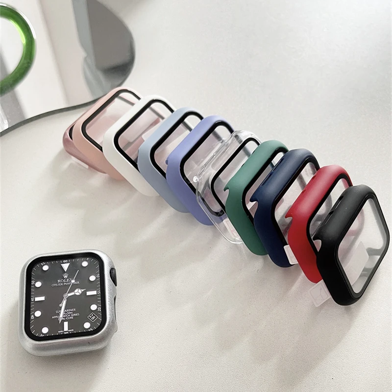 Новый матовый чехол для часов Apple Watch 41 мм 45 44 40 42 38 бампер + Защитное стекло экрана