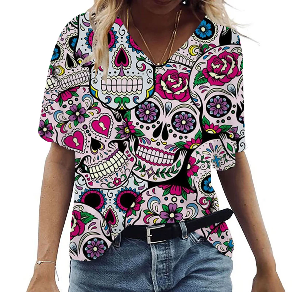 

Женская футболка с коротким рукавом и V-образным вырезом