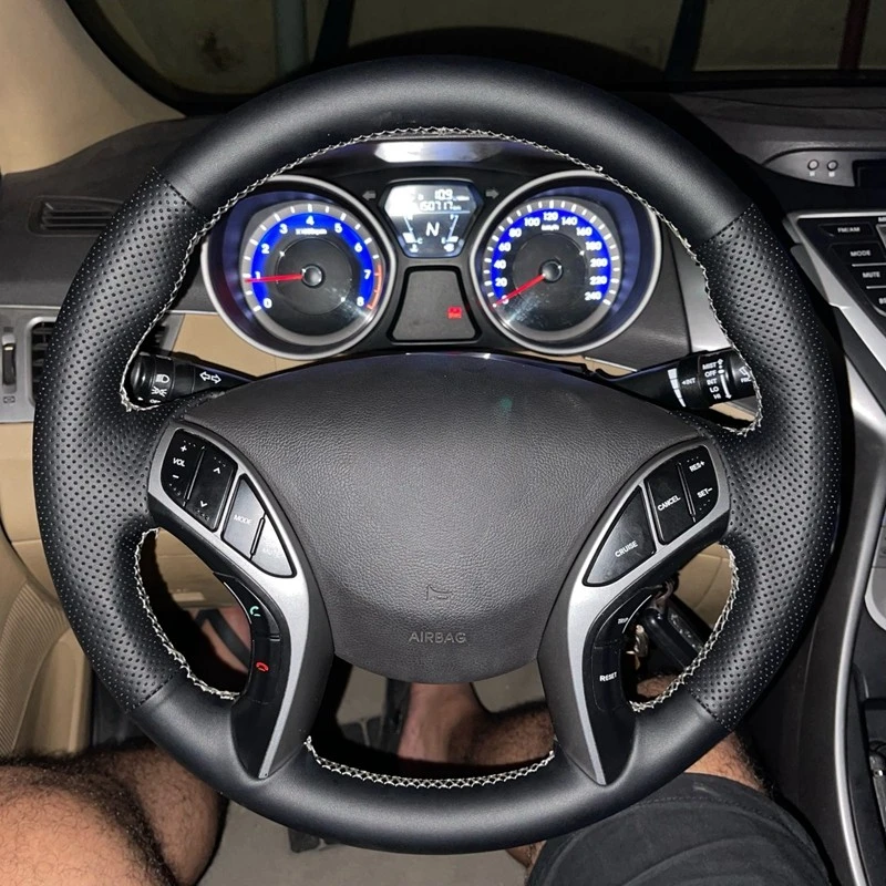 

автомобильный рулон плетеный кожух заказной противоскользящий черный искусственный кожаный кожух, применим к современной Irant 2011 - 2018 Avante i30 2012 - 2018