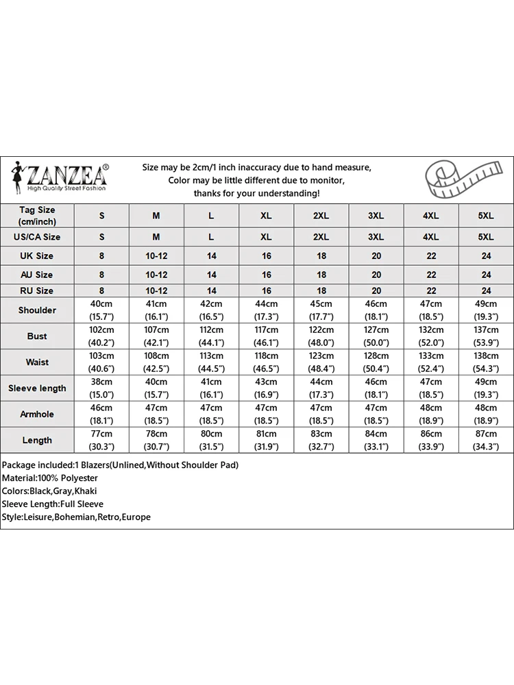 Осенний Женский блейзер ZANZEA винтажная офисная верхняя одежда тонкие пальто