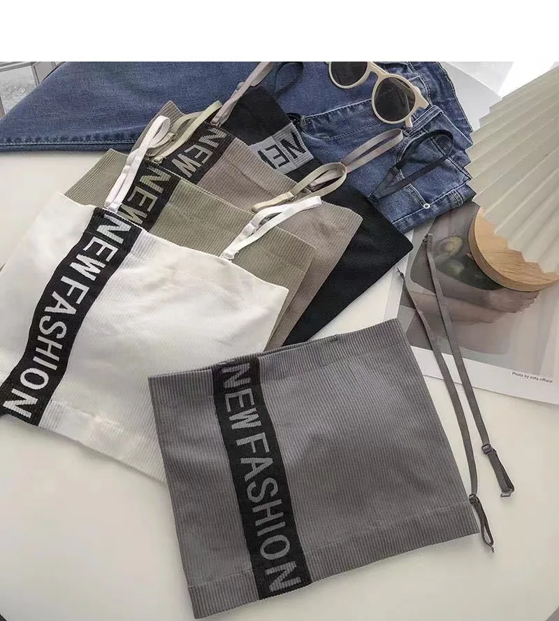 

Letter Fixed Cup Bra for Outer Wear and Inner Wear with Anti Glare Belt Chest Pad for Breathable and Comfortable Chest Wrapping