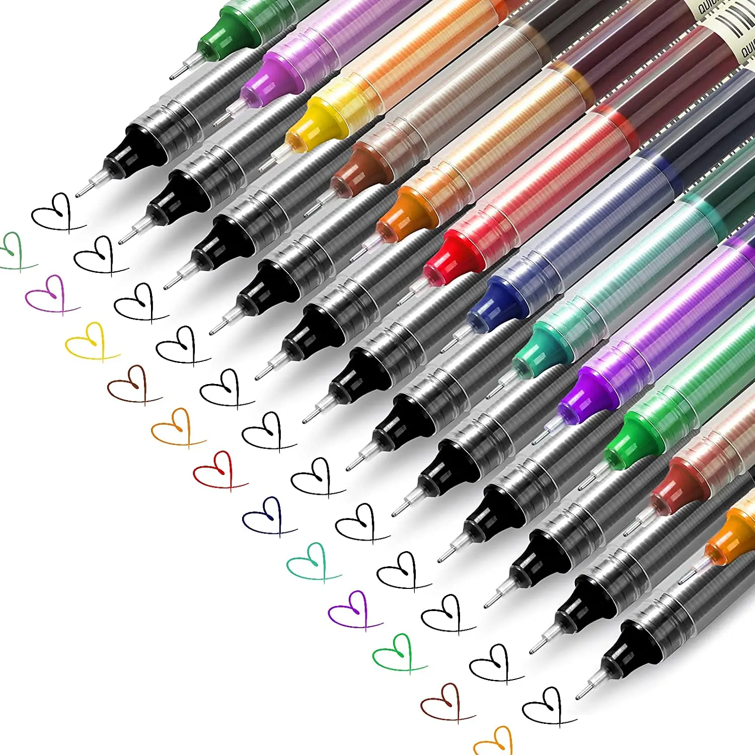

Colored Pens for Note Taking Fine Point Smooth Writing Rolling Ball Pens Quick Drying 12-Pcs Pens for Adult Child Art Journaling