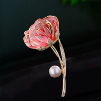 freshwater pearl enamel colorful hibiscus brooch elegant temperament flower clothing pin national style accessories corsage