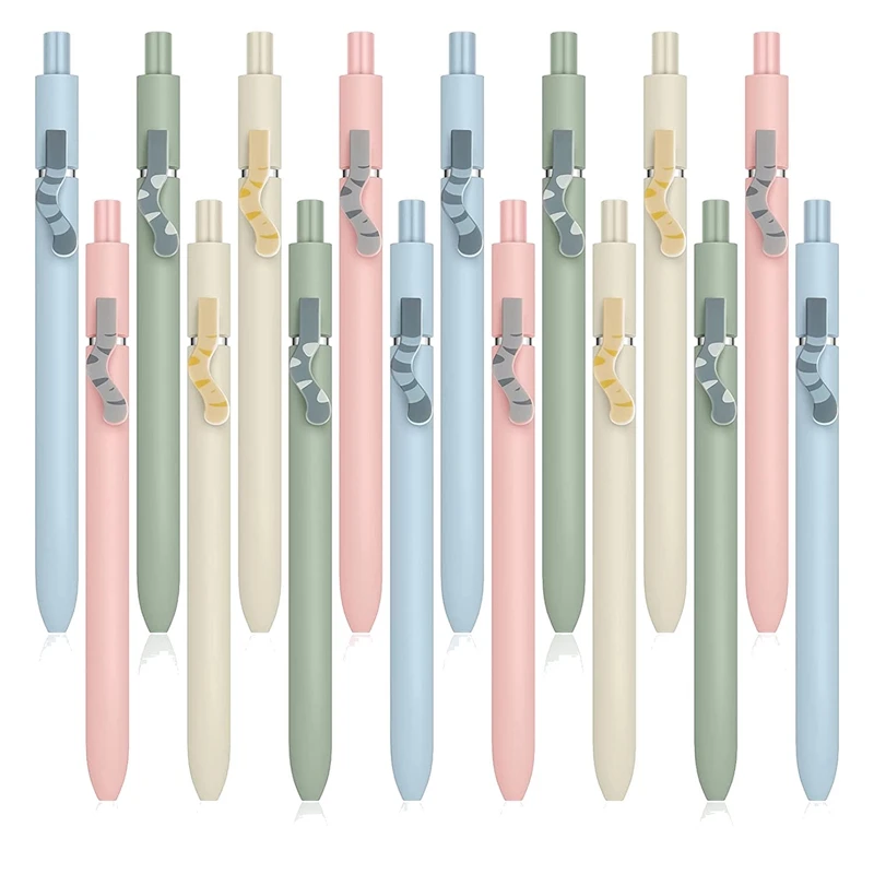 

16Pcs Cute Cat Pens 0.5Mm Kawaii Press Pen Student Office Gel Retractable Gel Black Ink Pen Quick Dry Gel Pen