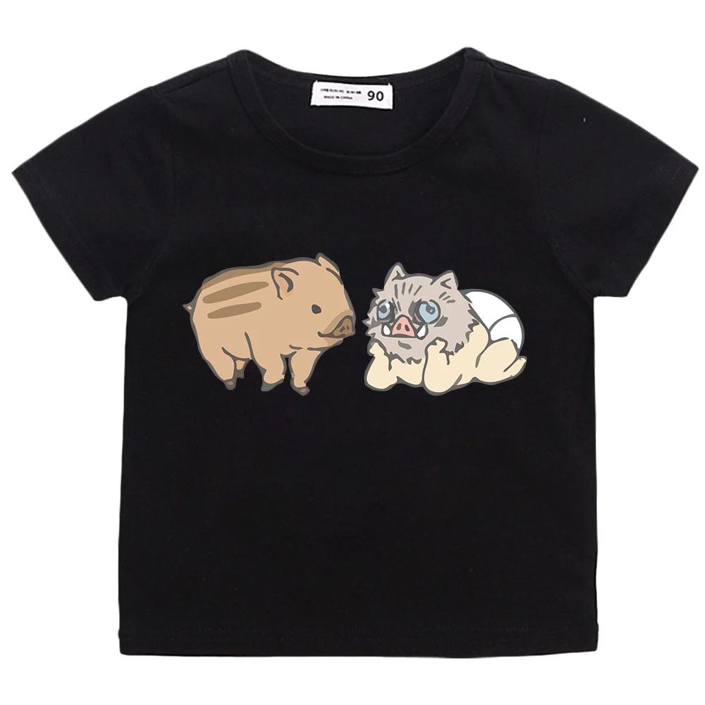 

Demon Slayer Shirt for A Boy Anime Clothes Kids Inosuke Prints T Shirt Children Summer T-Shirts 100% Cotton Tees Clothing Girls