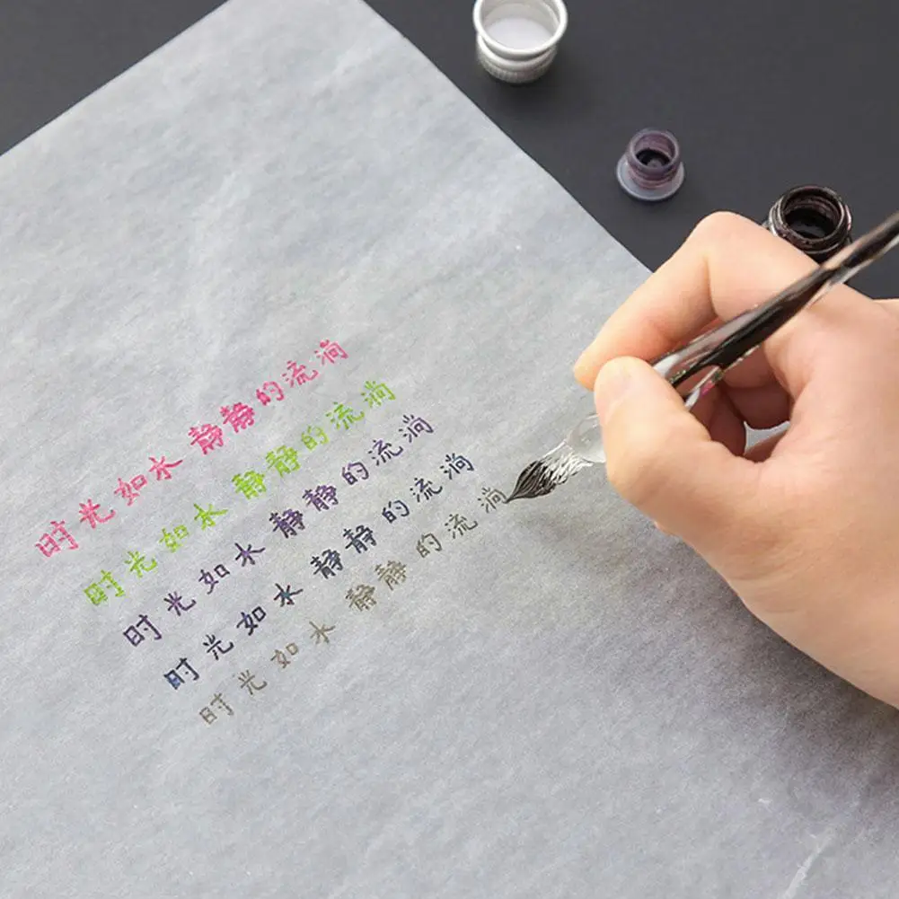 

Rainbow Glass Fountain Pen Water Set Student Crystal Handmade Box Supplies Ink Stationery Dip Pen Pen Gift Art X6h7