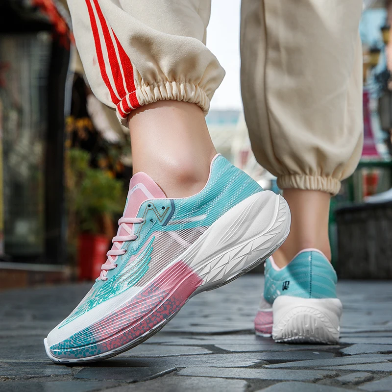 Ultralight No Carbon Plate Men Running Shoes Women Mesh Breathalbe Cushioning Athletic Sports Jogging Shoes Training Sneakers