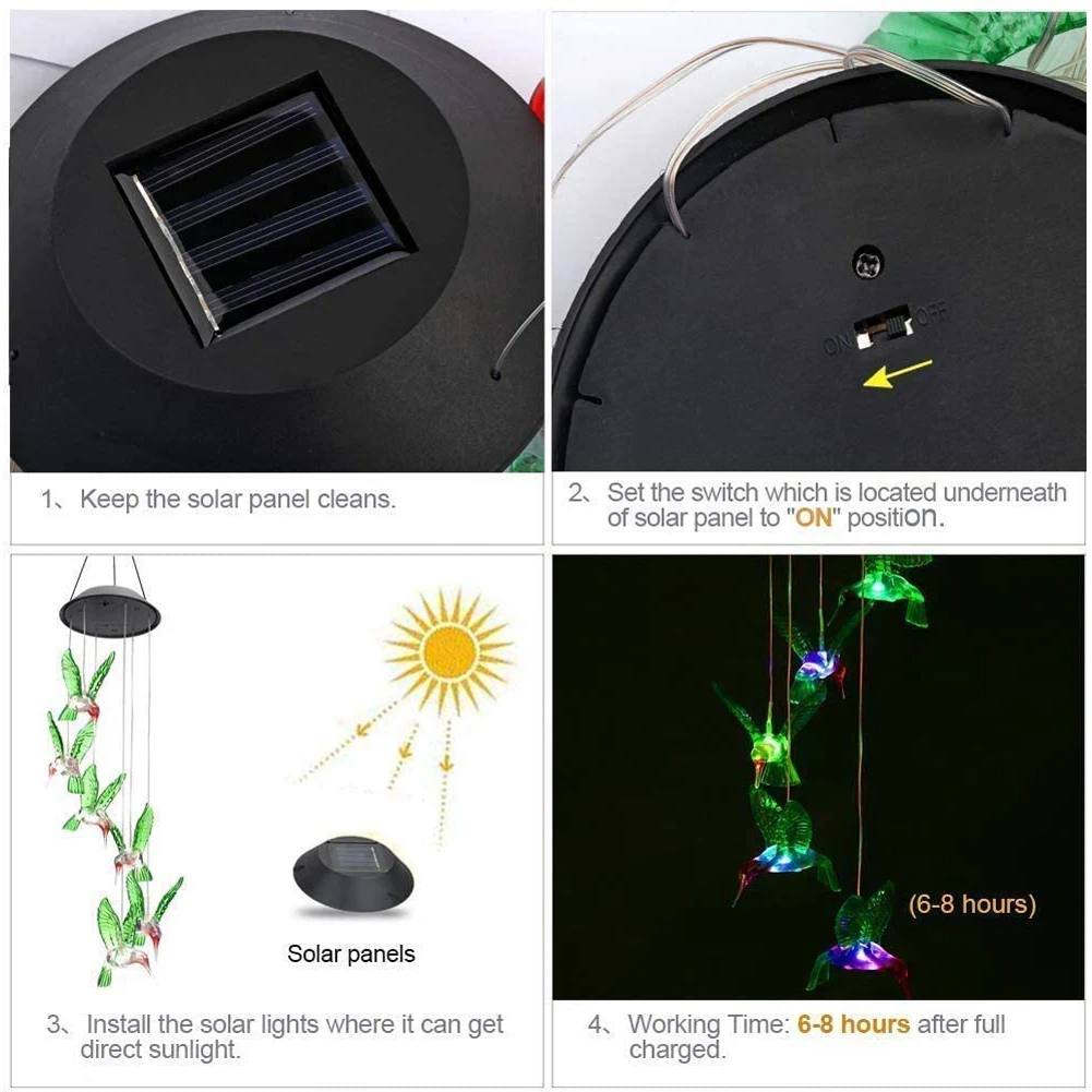 Фонарики ветра на солнечной батарее водонепроницаемая лампа Хрустальная