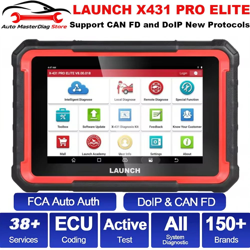 Фото Диагностический сканер LAUNCH X431 PRO Elite OBD2 с функцией 31-кратного сброса, поддержкой DOIP, CAN FD, совместимость с i-TPMS, X-PROG 3, VSP600, тестер батарей BST360. №1