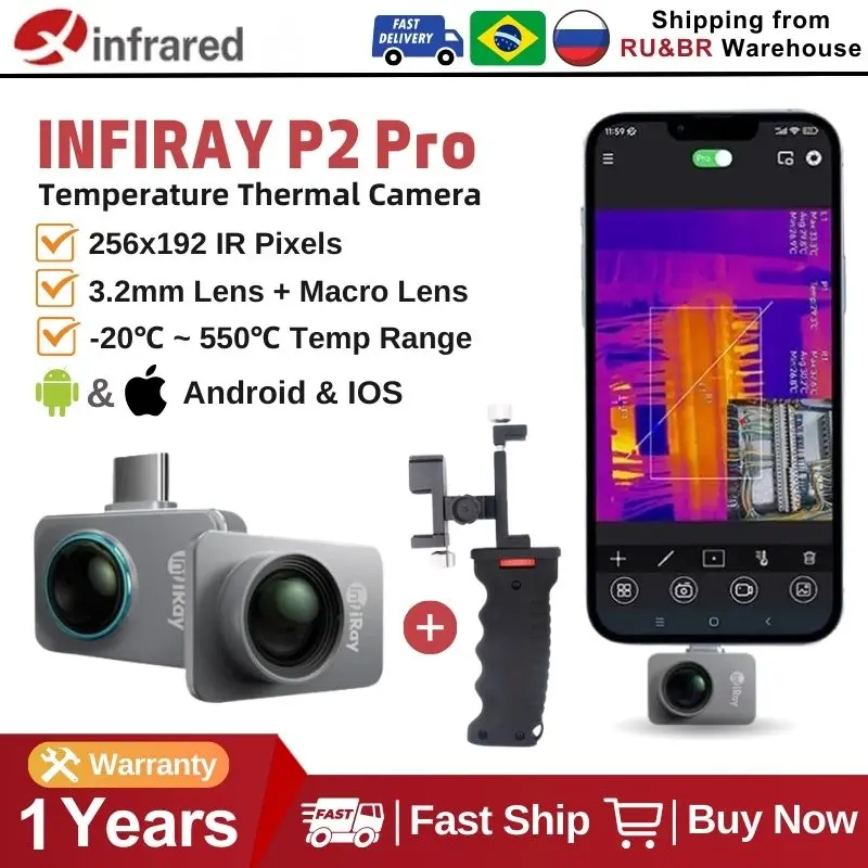 

InfiRay Xinfrared P2 Pro Thermal Camera Go P2 Industrial Heating Test PCB Circuit Night Vision Infrared Thermal Imager for Phone