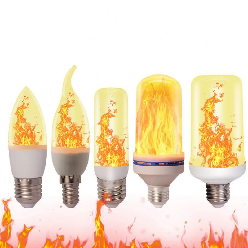 The latest E27 LED flame bulb Fire E14 Corn bulb Flicker LED light Dynamic flame effect 3W 5W 9W 85V-265V for home lighting