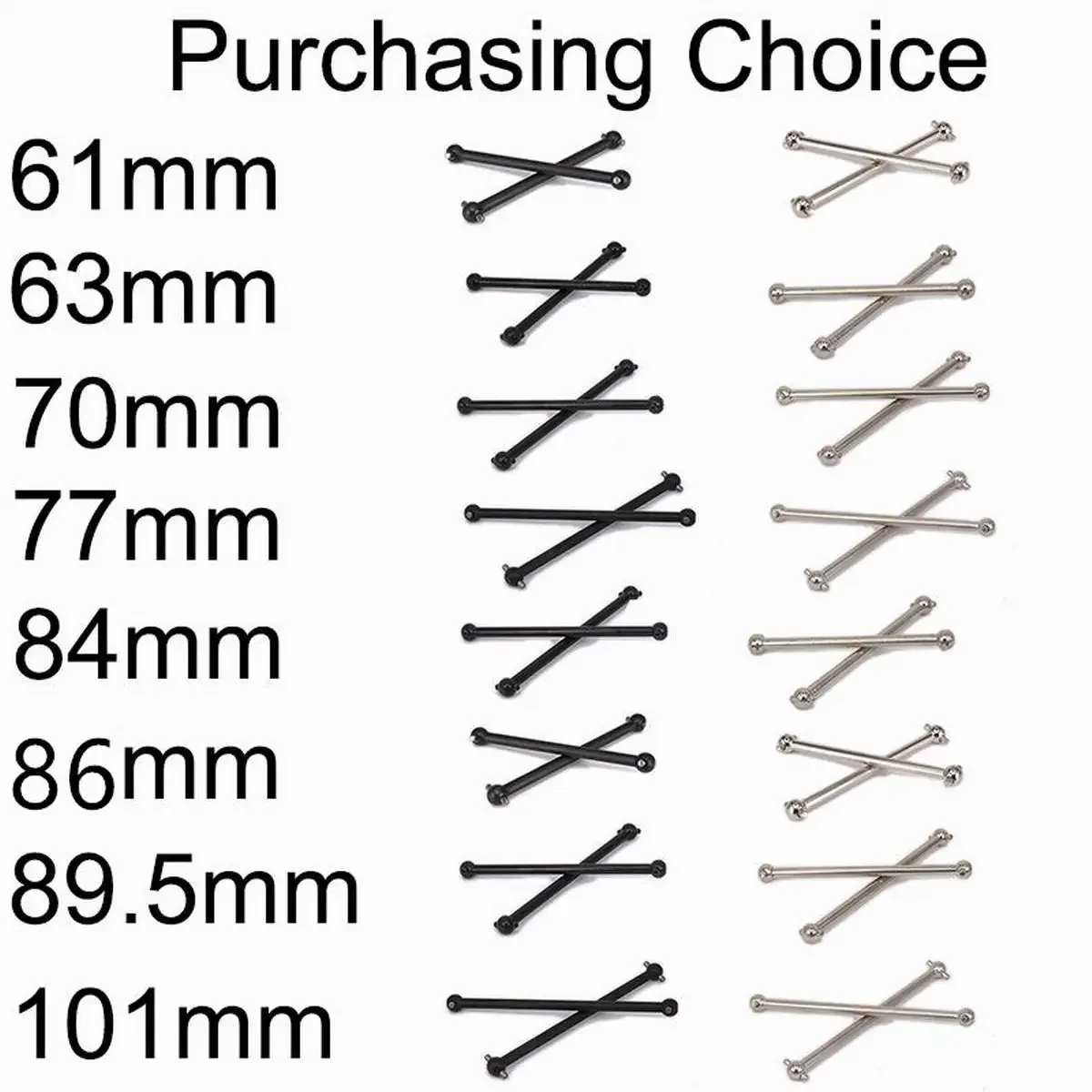 2 шт./комплект вал приводной стальной для радиоуправляемого автомобиля 61 мм 63 70 77
