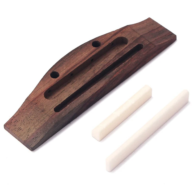 

HOT 4 String Guitar Ukulele Rosewood Bridge Set Saddle Nut With 19Pcs Classical Guitar Frets Wire Copper Fretwire Set